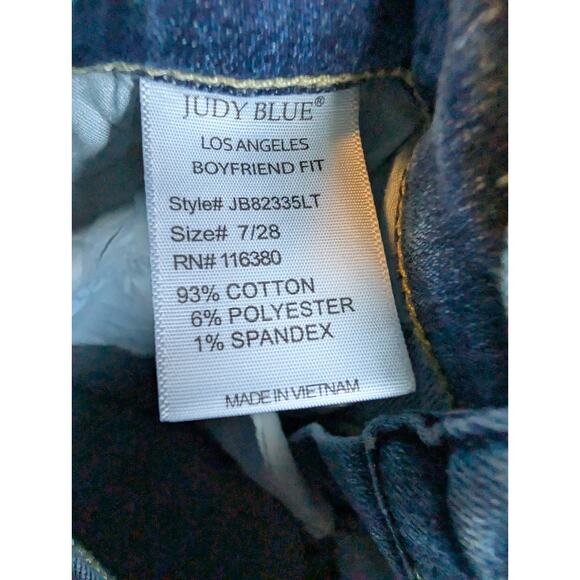 JUDY BLUE Boyfriend Fit Womens 7/28 Blue Denim Light Wash Distressed - Picture 11 of 11